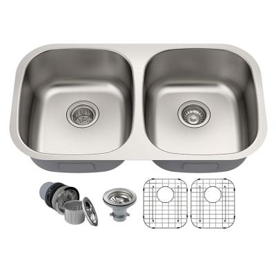 China Without Faucet cupc 32 inch Undermount 50/50 Double Bowl 18 gauge Stainless Steel Kitchen Sink for sale