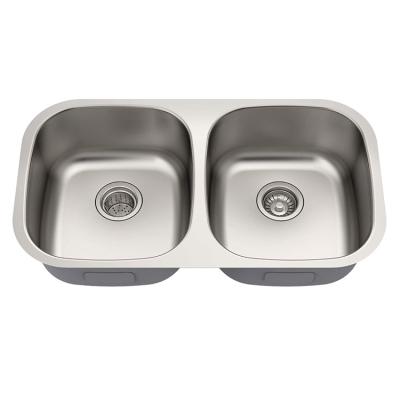 China Without Faucet 8247 In stock Kitchen Sink Stainless Steel Double Bowl Drop Sink for sale