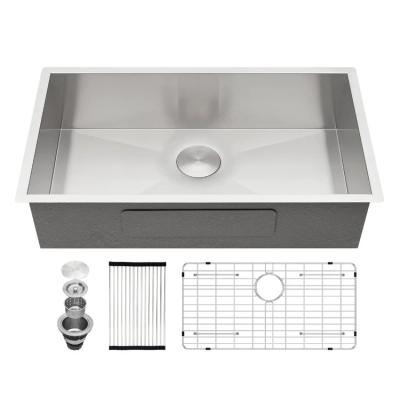 China Without Faucet 32 Inch Drop In Single Bowl Kitchen Sink 18 Gauge Stainless Steel Undermount Handmade Kitchen Sink for sale