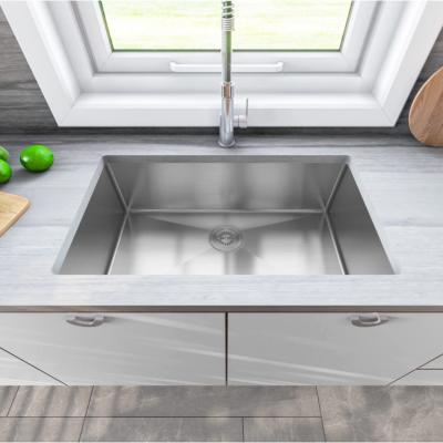 China Without Faucet 18 Gauge 32inch Undermount Handmade Sink Single Bowl 304 Stainless Steel Kitchen Sink for sale