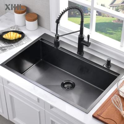 China Without Faucet Sink Manufacturer 33 x 22 Inch Drop In Stainless Steel Sinks Gunmetal Black Topmount Kitchen Sink for sale