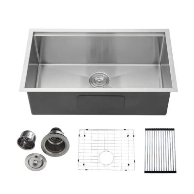 China Without Faucet 32 Inch Workstation Ledge Undermount 18 Gauge Stainless Steel Kitchen Sink Single Bowl Handmade Sink for sale