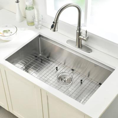 China Without Faucet 32 inch Stainless Steel Handmade Sink Undermount Workstation Ledge Kitchen Sink for sale