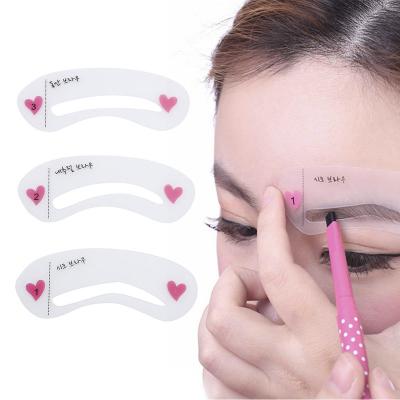 China 3 Styles Template Eyebrow Drawing Card Brow Reusable Makeup Stencil Grooming Shaping Assistant for sale