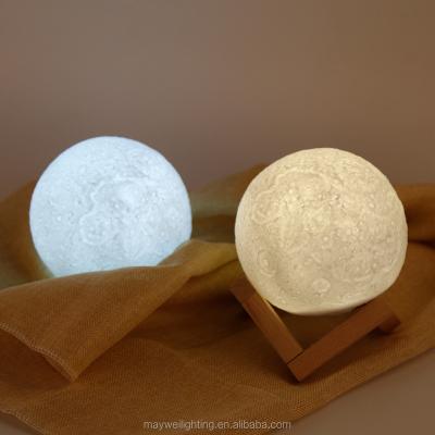 China Moon Shaped Touch 3 Color 3D Solar Stepless LED Moon Light for sale