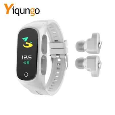 China 2021 yiqungo Snap Heart Build Rate Fitness Tracker Blood Pressure Monitor Smartwatch 2 in 1 Earphone Men Women Smartwatch N8 for sale