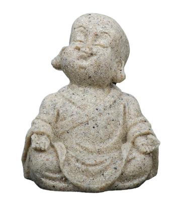 China Meditating Ornament Traditional Desktop Minimalist Sandstone Decor Aquarium Pet Tea Zen Monk Prayer Figurine Laughing Buddha Statue for sale