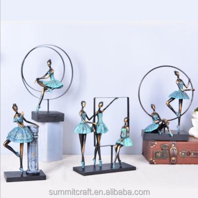 China Ballet statue decoration articles resin bronze ballerina handmade carved dance home sculpture for sale