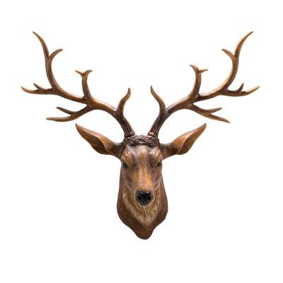 China Europe Resin 3D Fake Deer Wall Sculpture Decoration Life Like White Deer Wall Art for sale