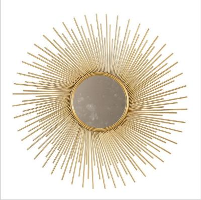 China Round Shape Suny Shape Metal Craft Wall Mirror Decoration Metal Craft Suny Golden Mirror for sale