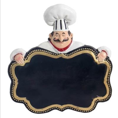 China Art Decor Resin Chef Wall Mount Chalk Board Wall Decor Restaurant Kitchen Decor for sale