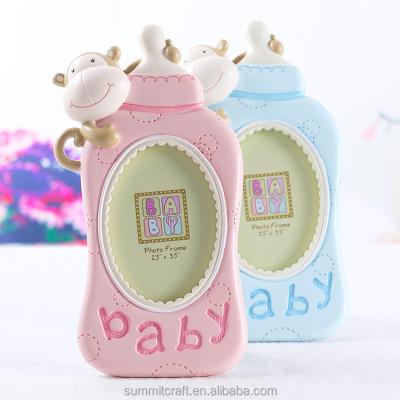 China High Quality Resin Milk Bottle Shape Frame Handmade Crafted Cute Baby Shower Gifts for sale