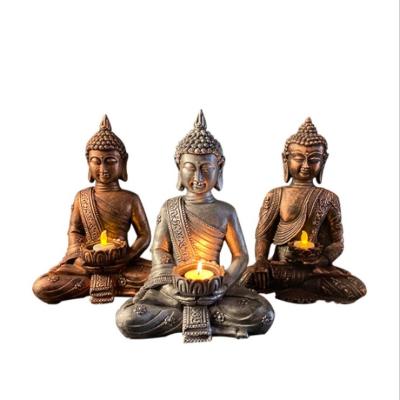 China Antique Zen Style Vintage Zen Budda Statue Candle Holder Tea Light Holder for sale