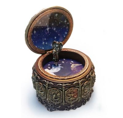 China Retro Europe Gifts Souvenir LED Lights 12 Zodiac Constellations Resin Vintage Glitter Music Box for sale