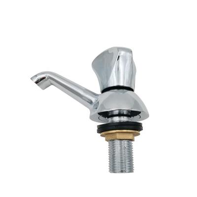 China Metered Faucets Basin Water Faucet Zinc Alloy Deck Mouted Slow Open Cold Water Bibcock Bathroom Faucet for sale