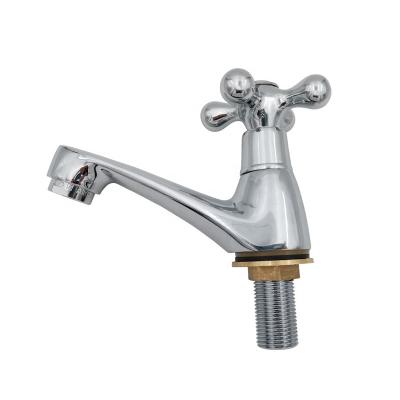 China Polished Quick Open Brass Metered Cold Water Tap Basin Kitchen Faucet With Cross Handle 1/2'' Water Except Aerator Metered Faucets for sale