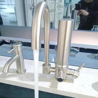 China Modern 304 Stainless Steel Kitchen Mixer Tap With Filter No PB Single Sink Water Facuet Hole Faucet for sale