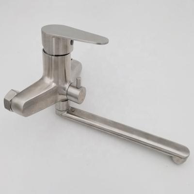 China Modern Wall Mounted 304 Stainless Steel Kitchen Mixer Sink Water Faucet No Pb Faucet for sale