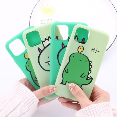 China Custom cute cartoon anime cartoon dinosaur dinosaur green tpu soft cell phone case cover for iphone 6 7 8 11 12 13 series for sale