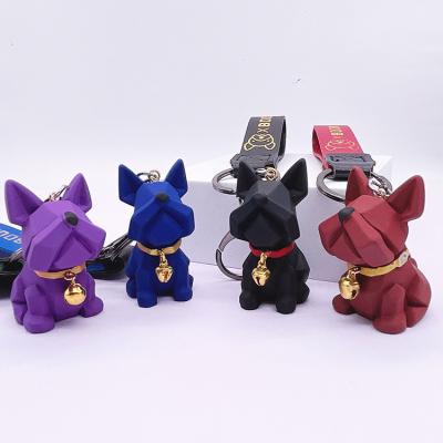 China Anime 3d Resin Bull Dog Shape Cute Animal Bag Shape Custom Cute Car Bag Promotional Keychains Anime 3d Cartoon Keychains for sale