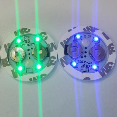 China Custom Fashion Novelty Round Shape Bottle Cup Bottom Coaster Sticker Logo Led Light Up Coaster For Party Bar Promotional Gifts for sale