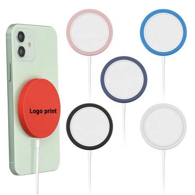 China Simple Round For Shape Creative Custom Anime Action Logo Silicone Anti-Slip Shockproof Case Protect Cover For iPhone 12 Magsafe Wireless Charger for sale