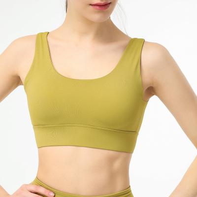 China Breathable Smart Beautiful Back Support Fitness Yoga Halter Sports Bra Shockproof Crop Top for sale