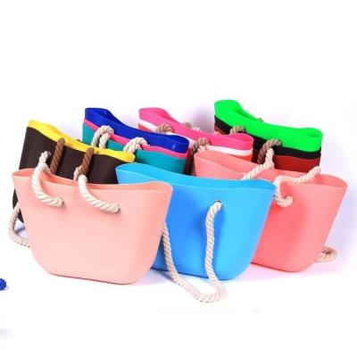 China Fashion PVC Beach Handbag Candy Colors Large Capacity Shoulder Travel Portable Open Handbags For Women for sale