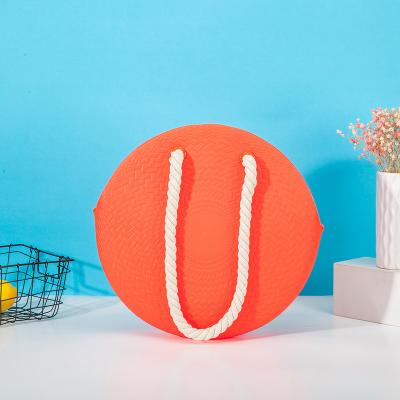 China Fashion Simple Silicone Straw Jelly Tote Bag Large Capacity Casual Solid Color Round Handbags For Women for sale