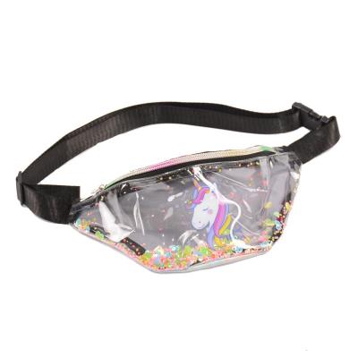 China Water Proof Kids Sequin Unicorn Messenger Waist Bag Multifunction PVC Transparent Waterproof Waist Bag For Girls for sale