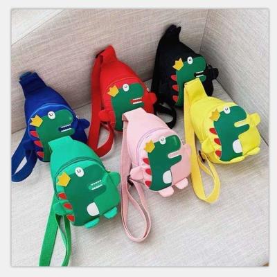 China Water Proof Printing Cute Canvas Dinosaur Bag Multicolor Cartoon Dinosaur Casual Sports Waist Bag For Kids for sale