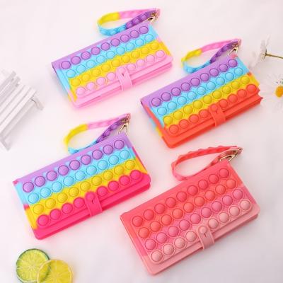 China Adults Children Newest Cute Colorful Mobile Phone Noise Busy Person Portable Bag Bubble Relaxing Toys Silicone Coin Purse Bag for sale