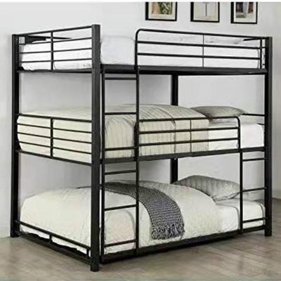 China Estructura de metal negro cama triple para adultos cama de 3 niveles muebles de acero para el hogar fábrica de China en venta