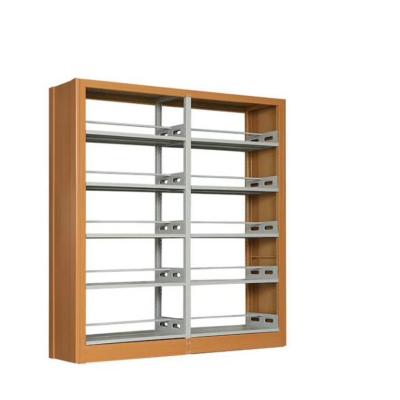 China Adjustable Plate 6 Layers Metal Woodgrain Library Bookshelves en venta