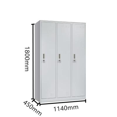 China Knock Down Bedroom 3 Door Locker Cabinet With Mirror for sale