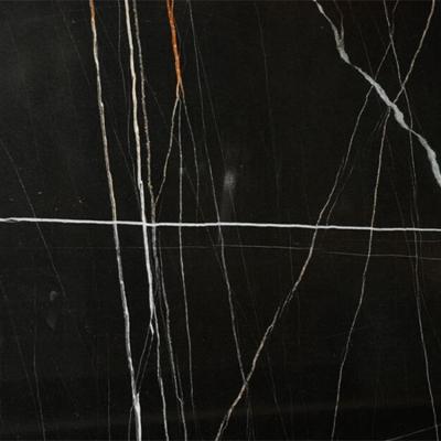 China Modern Black Color Gold Veins Sahara Noir Marble Slab For Natural Flooring for sale