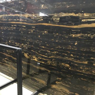 China Modern Cheap Black Gold Flower Textured Slabs Marble Price for sale