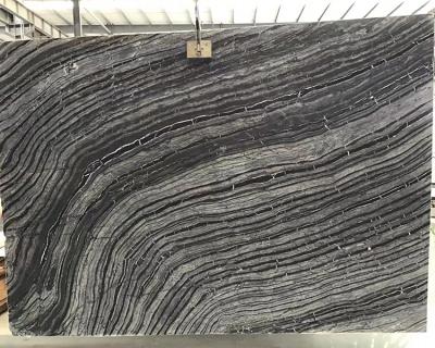 China Decorative Stone Modern Silver Wave Black Wooden Marble Slabs For Villa Design for sale