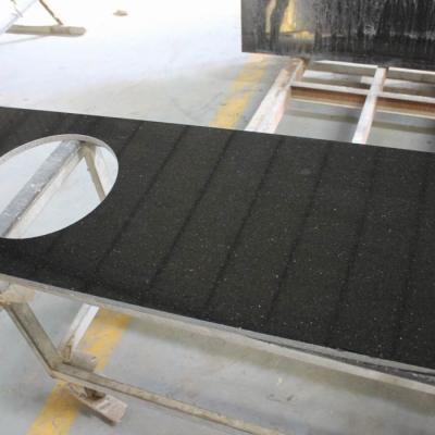 China Star Black Galaxy Kitchen Granite Countertops Slab Top Purple Quartz As Per Customer's Design for sale