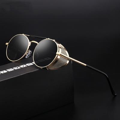 China 2021 Fashionable Sunglasses Vintage Brand Designer Round Sunglasses Side Protect Retro Steampunk Sunglasses for Men and Women for sale