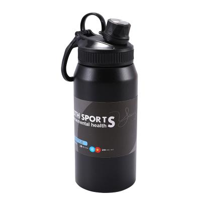 China Viable Custom Logo Double Wall Vacuum Insulated Metal Flask Wide Mouth Gym Sports Drinking Water Bottle for sale