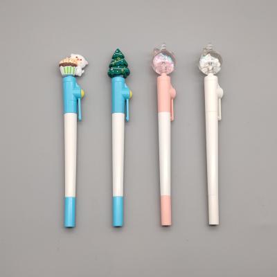 China Cartoon creative rotatable soft rubber head contracted novel pressure reducing pen, ballpoint pen, neutral pen, promotional pen, logo for sale