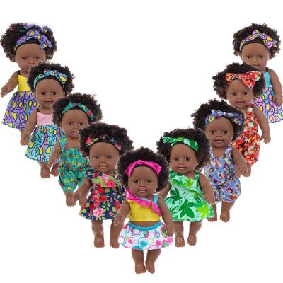 China Eco-friendly 12 Inch Black Dolls African American Material Afro Braids Wholesale Black Skin Baby Dolls For Kids for sale