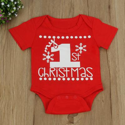 China Cozy Baby Clothes Winter Toddler Infant Kids Christmas Top Red 100% Cotton Newborn Baby Romper for sale