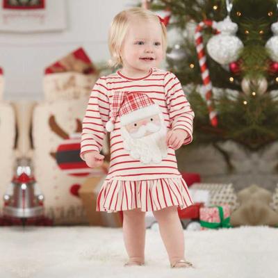 China Breathable Infant Clothes Cartoon Cotton Long Sleeve Christmas Red Toddler Stripes Newborn Baby Dress For 1-5Y Baby for sale