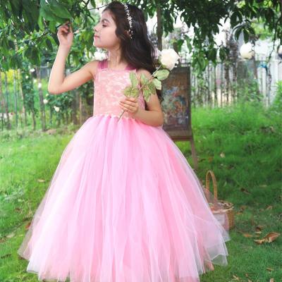 China New Arrival Anti-wrinkle Princess Gown Clothing Luxury Flower Wedding Party Tulle Lace Girl Dress for sale