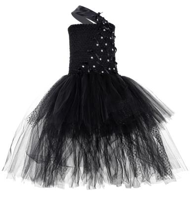 China Best Breathable Kid Popular Catwalk Black Sleeveless Girl Tutu Dress Fluffy Tow Princess for sale