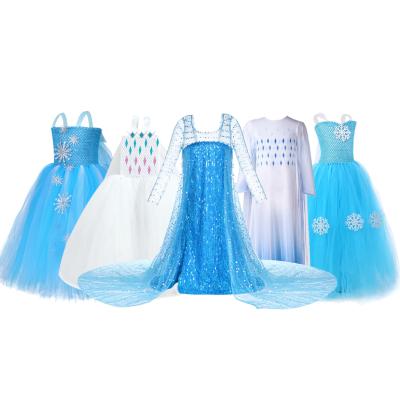 China Summer Anti-Static Kids Clothes Baby Snow Blue Frozen Queen Party Wear Elsa Cosplay Casual Girl Dress Frozen 2 for sale