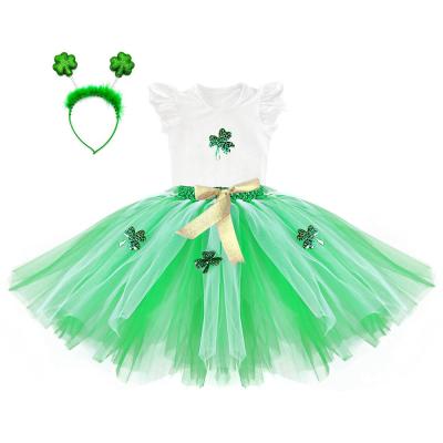 China Breathable Green Fairy Girls Pageant Girls Fluffy Tulle Patchwork Outfits St Patrick's Day Dresses for sale