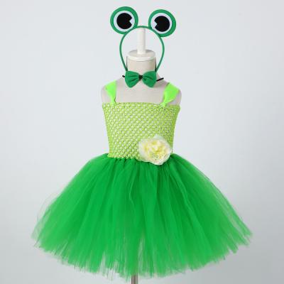 China Anti-wrinkle summer green frog birthday party tutu dress kids little ones dance perform Cosplay costume clothes kids for sale